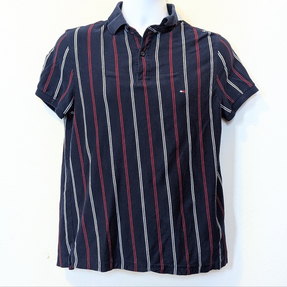 Tommy Hilfiger Men's Blue Striped Polo Shirt